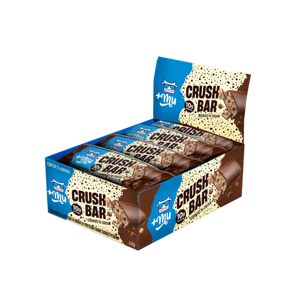 +Mu Crushbar Cookies'n Cream - Caixa com 12 Unidades (420g)